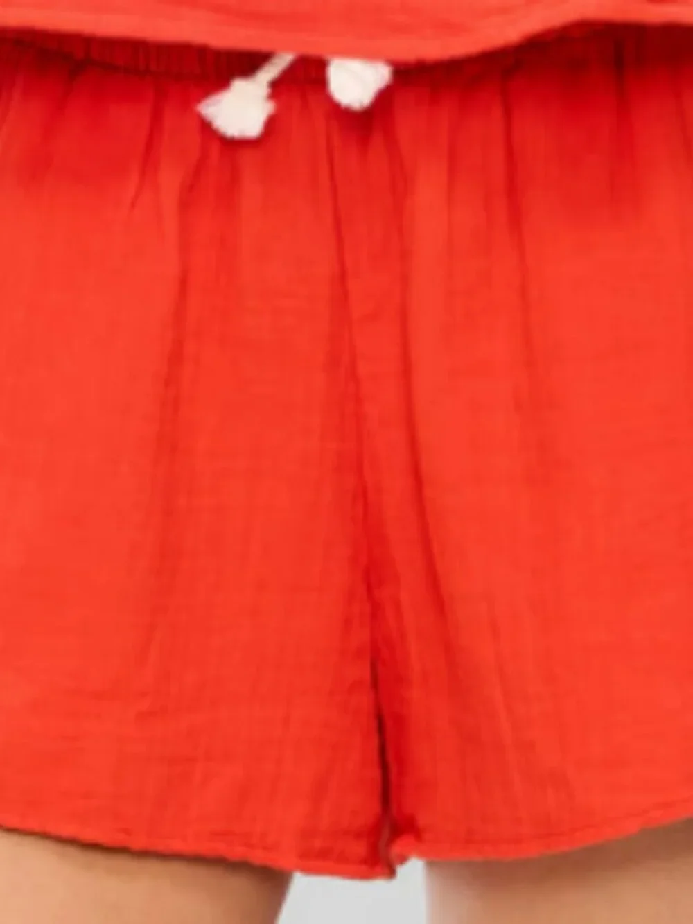 High-Waisted Crinkle Gauze Shorts Large Orange NWT